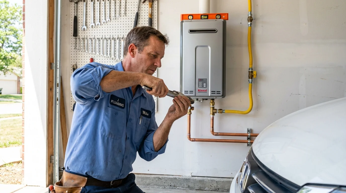 Tankless water heater installation by a Johns Plumbing LLC plumber in Laguna Beach
