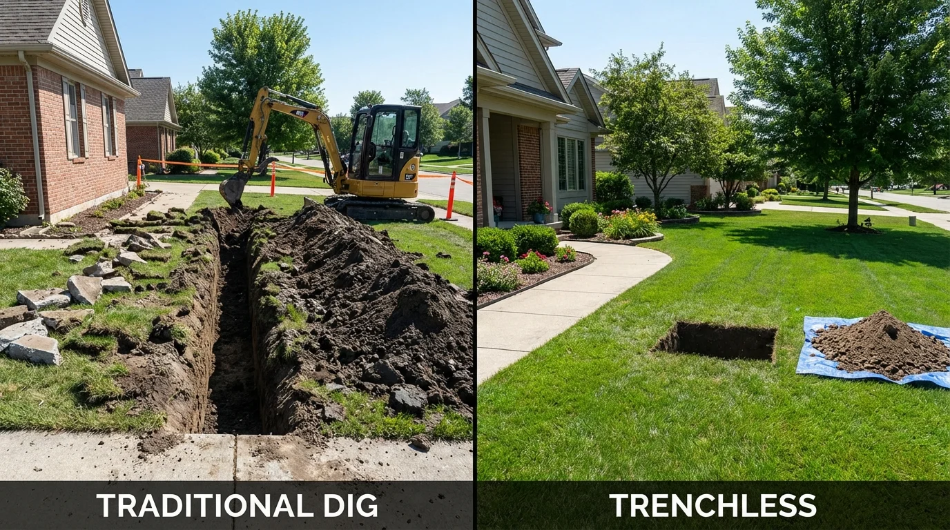 Trenchless sewer repair with minimal yard damage versus traditional excavation in Laguna Beach, CA